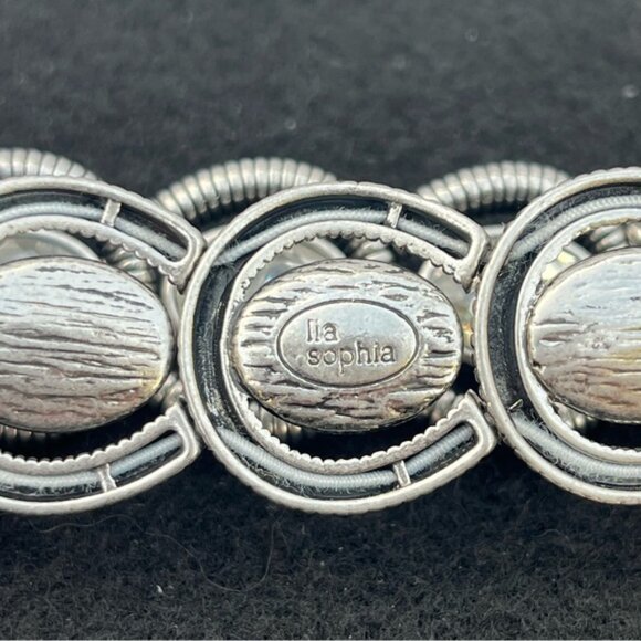 Lia Sophia Coil Clear Cut Crystals Silvertone Stretch Bracelet - Picture 5 of 6